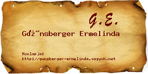 Günsberger Ermelinda névjegykártya